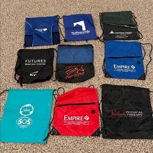 9 drawstring lightweight bags (new)